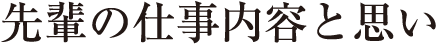 先輩の仕事内容と思い